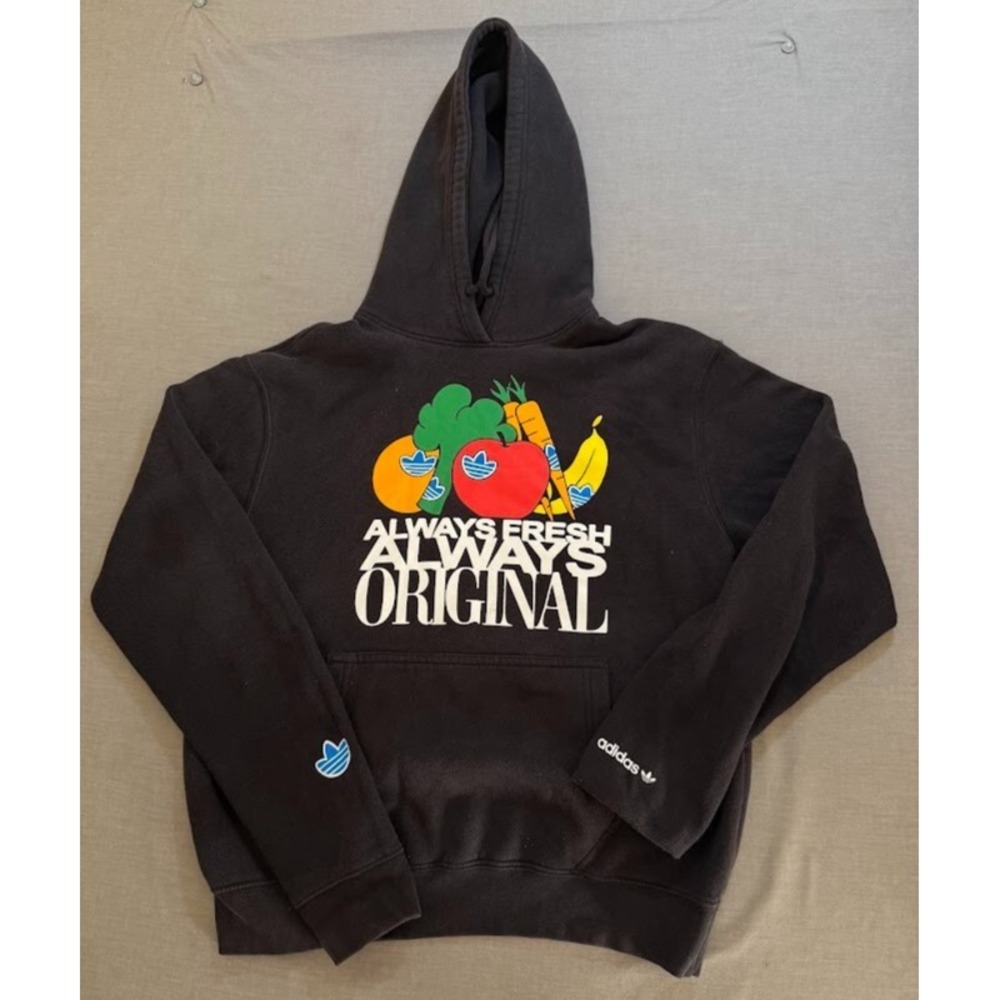 Adidas Always Fresh Always Original Adult S Black Pullover Long Sleeves Hoodie.